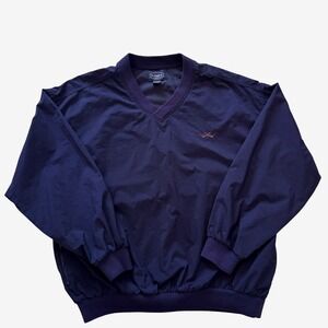 Eagle Golf Vintage Navy V-Neck Windbreaker‎ Pullover Jacket Sz M